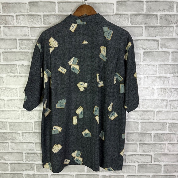 Tommy Bahama Primary Black Dominos All Over Print Silk Hawaiian Shirt MEDIUM - Picture 4 of 6